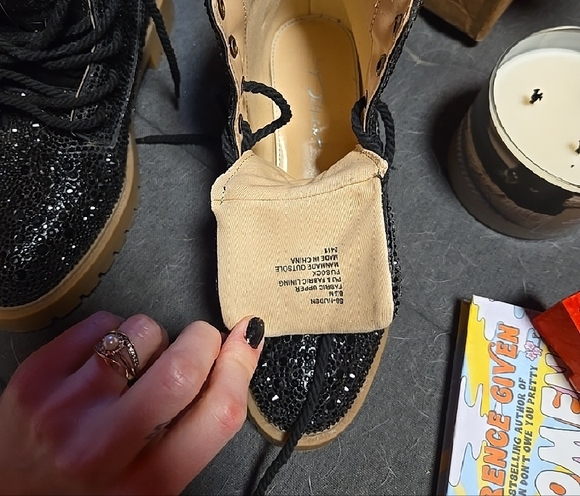 Betsey Johnson Black Rhinestone Women's Boots - Picture 6 of 7